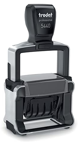 Trodat Professional Datumsstempel 5440 – Stempel Personalisiert mit Datum und Wunschtext, Selbstfärbend, 4 Zeilen, 49x28 mm, Abdruck einfarbig