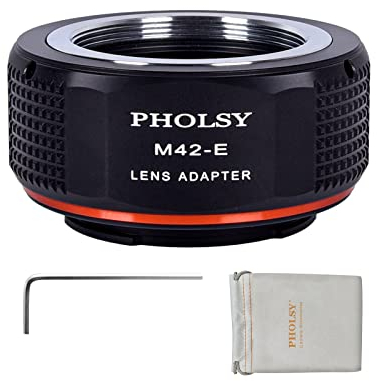 PHOLSY Objektivadapter für Schraubmontage M42 Objektiv und Sony E (NEX) Mount Kameragehäuse, M42 auf NEX, M42 auf Sony E