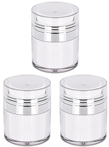 VOSSOT Lot de 3 distributeurs à pompe Airless - Bouteille sous vide pour crème - Verre à pompe vide - Rechargeable - Bouteille de crème de voyage portable - Récipient cosmétique (30 ml) - Transparent