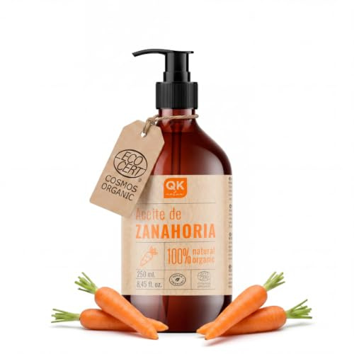 Qknatur – KAROTTENÖL 250 ml – 100% rein und natürlich – natürlicher Sonnenbräuner – spendet Feuchtigkeit und verjüngt die Haut – repariert, spendet Feuchtigkeit und pflegt das Haar