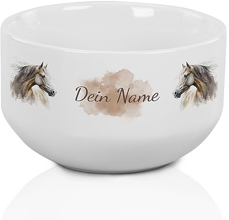 GRAZDesign Müslischale Pferd personalisiert Kinder & Erwachsene, Schüssel für Frühstück, Müsli, Suppe, Kindergeschirr mit Namen, Keramik