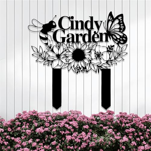 Personalisierte Biene, Schmetterling, Sonnenblumen, Gartenschilder, benutzerdefinierte Metallschilder, Outdoor-Herbstdekoration, Pflanzenetiketten