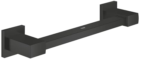 GROHE Quickfix Start Cube, Maniglia Per Vasca da Bagno o Doccia con Montaggio a Parete Fissaggio Nascosto, Viti e Tasselli Inclusi, 354 mm, Nero Opaco, 410942430