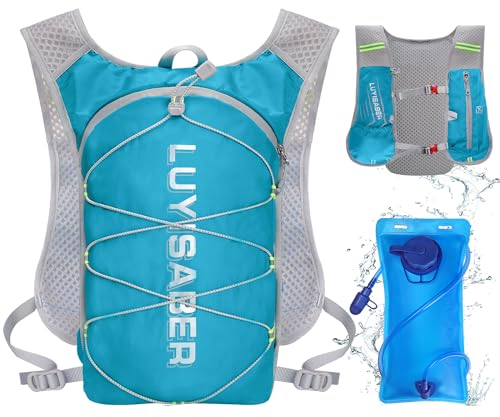 Neloheac Laufweste mit Trinkblase 2L, Trinkrucksack Laufen für Damen Herren, 300g Ultraleicht Trinkweste mit Trinkschlauch, Laufrucksack für Wandern Camping Trailrunning Joggen, Teal