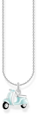 THOMAS SABO Kette mit mintfarbenem Motorroller-Anhänger Silber 925 Sterlingsilber, Kaltemail