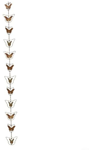 HEIBTENY Rain Chain, Rain Chain for Gutters, Rain Drain Chain, Gutter Chain, Rain Drain Rain Downpipe, Rain Gutter Chain, Rainwater Chain, Rainwater Diverter, Rain Chains for Downpipes (Butterfly)