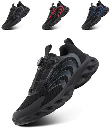 Hitmars Trainers Men Slip on Running Shoes Gym Shoes for Man Training Walking Sports Sneakers Breathable Lightweight Tennis Black Size 6.5