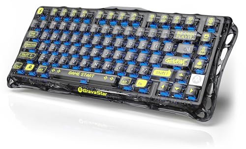 GravaStar Mercury K1 Lite 75% Gaming Keyboard, 2.4GHz/BT/Wired Tri-Mode Wireless Keyboard, Gasket Hot Swappable Mechanical Keyboard, Pre-lubed Linear Switches, RGB Backlit (Transparent Black)
