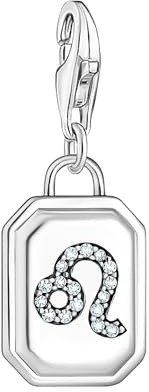 THOMAS SABO Charm-Anhänger Sternzeichen Löwe mit Steinen Silber 925 Sterlingsilber, Geschwärzt