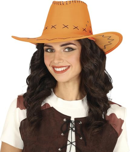 FIESTAS GUIRCA | Cowboyhut in Wildleder- und Kunstlederoptik (Einheitsgröße) - Kostümzubehör für Westernpartys, Texas und Karneval - Ideal für Cosplay und Halloween - Unisex für Erwachsene