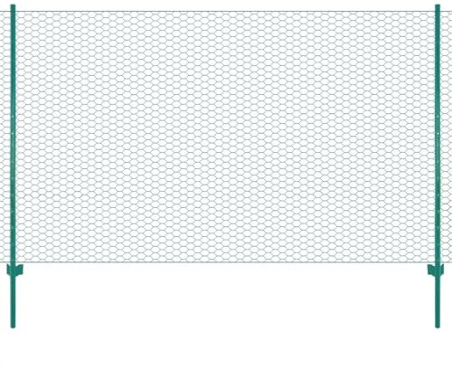 Xichuzi Maschendrahtzaun mit Pfosten, Volierendraht, Wühlmausgitter, Kaninchenzaun, Drahtzaun, Drahtgeflecht, Kaninchendraht, Geflügelzaun, Stahl 25 x 2 m Grün