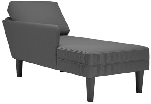LAPOOH Chaiselongue mit Kissen Dunkelgrau Cordstoff, Relaxliege Wohnzimmer, Relaxsessel, Lesesessel, Ruhesessel, Bettsofa - 4009816