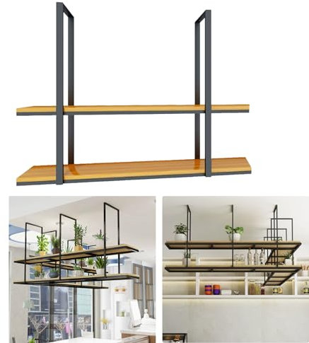 Floating Wine Glass Rack Hanging Plant Shelf Multi Functional Ceiling Mounted Storage Shelves (120x30x80cm)