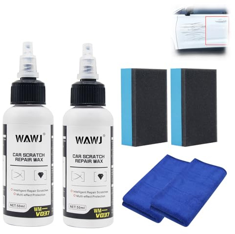 WAWJ® Composé de polissage et anti-rayures avec éponge, Cire anti-rayures pour voitures, Composé abrasif pour les rayures de voiture, Anti-rayures pour véhicules (2PCS)