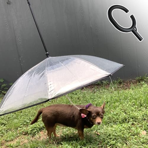 Hunde Regenschirm Outdoor-Regenschirme für Kleine Hunde zum Spazierengehen an Regen- und Schneetagen, Hundeschirm mit C-förmigem Griff und Leine, Haustier-Hundeschirm mit Verstellbarem Stangenwinkel