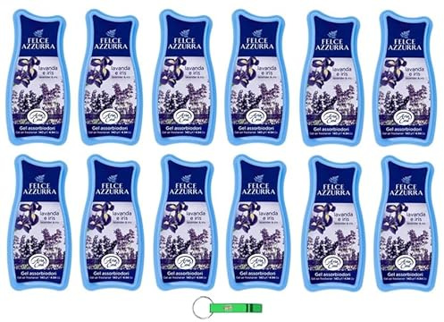 Felce Azzurra - 12 deodorante gel – Assorbente con lavanda iris, 140 g + portachiavi Beni Culinari