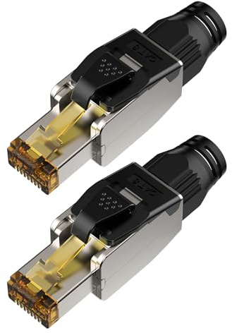 Dozylive 2 Unidad CAT 8 Conector RJ45 sin Herramientas Cable Red Ethernet Rígido Apantallado Enchufe 40 Gbps 2000 MHz Conectores CAT 8, Prise RJ45 Compatible con CAT 7 6 con Carcasa Metálica