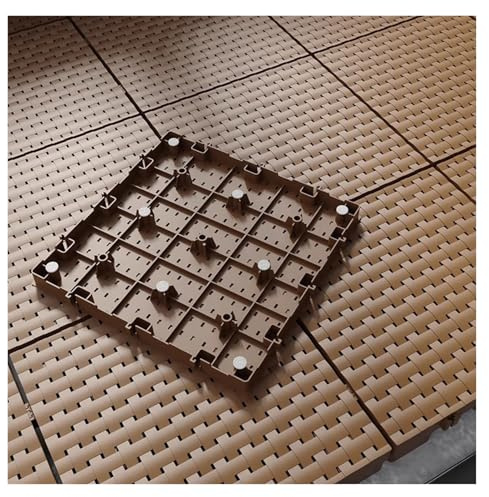 XPLKQXE Ineinander Greifende Terrassenfliesen Mit Rutschfester Oberfläche, Wasserfeste Bodenmatten Zum Einfachen Einrasten, Terrassenfliesen Für Veranda, Pool(Braun,25x25x2cm-16pcs)