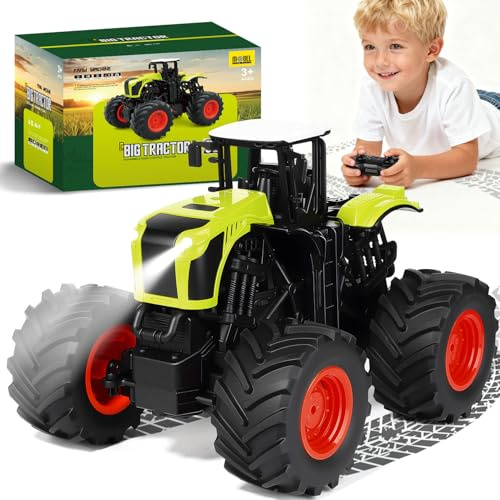 QiquBox Ferngesteuerter Traktor Telecomandato Farm Traktor Fahrzeuge con Luce 2,4 GHz 1:16 RC Farming Traktoren Spielzeug Spielset für 3 4 5 6 7 8 Anni Jungen Kinder Kleinkinder
