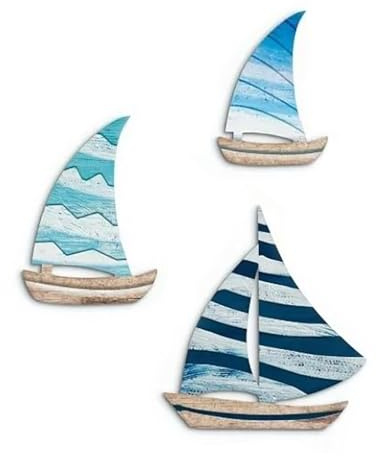 KLVGTIFS 3 Stück Maritime Deko Outdoor Segelboot Wanddeko Outdoor | Exquisit Segelboot Wanddeko, Stilvolle HäNgende Dekoration, Boot Wanddekoration für Wohnzimmer, Schlafzimmer, Badezimmer