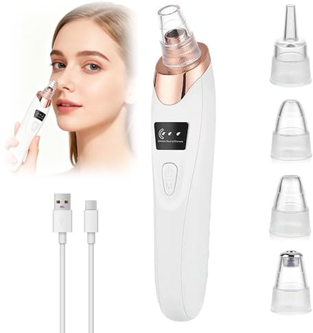 Aspiratore Punti Neri, Aspira Punti Neri con 5 Testine e 3 Modalità di Aspirazione, Punti Neri Rimozione per Pulizia Viso e Rimozione Pori, Aspira Brufoli e Impurità