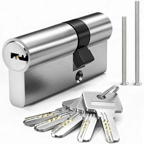 MANICAF Cilindro de cierre 30/50, cilindro de perfil, cerradura de cilindro europeo, cerradura de 80 mm con 5 llaves de latón