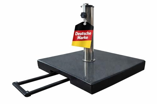 Gardissimo Trolley Granitsockel Move 50 kg mit Rollen, Schwarzer Granit | Für Sonnenschirme bis 54 mm Rohrdurchmesser, Auszieh-Griff, Edelstahl Schirmhalter