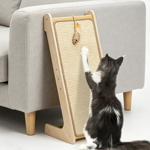 WPPQWP L-förmiger Kratzbrett Katze Sisal Kratzbretter Kratzpappe | Kratzen & Klettern Groß 69cm Hohe Kratzpads für Wand, Ecke, Sofa, Mit Katzenspielzeug Hochdichtes Verschleißfestes