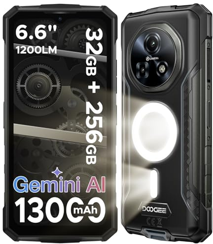 Luzglo Fire 5 Ultra Rugged Smartphone Android 15 Rugged Phone, 13000mAh Large Battery Dual Light 6.6 90Hz HD+ IPS Display, 32GB RAM+256GB ROM(2TB) 48+8MP AI Camera Triple Card Slot Android Phone