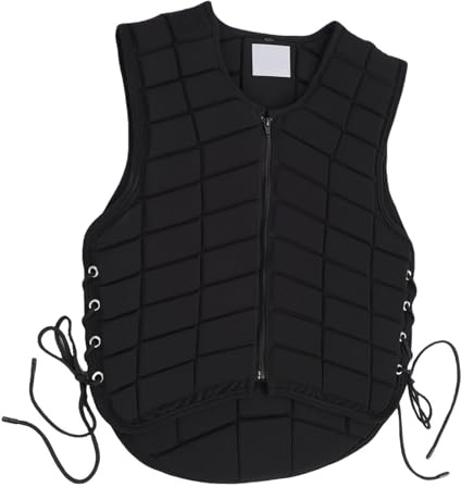 YDuupxe Chaleco Ecuestre, Chaleco para Montar a Caballo de Poliéster con Lazos Laterales Ajustables y Cremallera Frontal, Dobladillo Festoneado con Acolchado Mejorado, Ajuste Cómodo para (L)