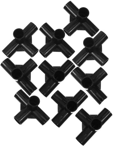 BETOOKY Conectores de Plástico Negro y 10 para Armarios de Ropa , Uniones de Estantes de 16mm Diseño de 4 Vías Junta Cruzada de 90° para Closets y Pasillos