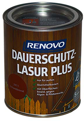 0,75L RENOVO Dauerschutzlasur 3411 Schwedenrot Lasur Holzlasur
