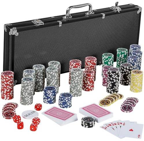 GAMES PLANET Pokerkoffer mit 500 Laser-Chips, Silver/Gold/Black Edition - Auswahl: Black