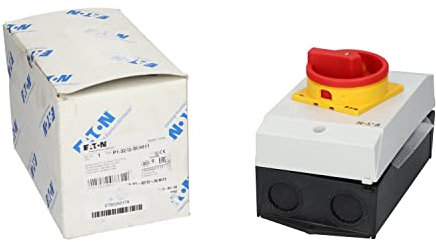 Eaton 207331 Sicherheitsschalter 3p+1S+1Ö, 32 A, NOT-AUS-Funktion, abschließbar in 0-Stellung mit Deckelverriegelung, Aufbau mit Warnschild