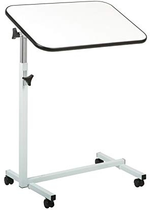 Pflegetisch, Beistelltisch, Betttisch, Bett-Tisch, weiß - grau