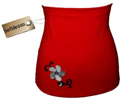alles-meine.de GmbH 3 in 1: Jersey - Nierenwärmer/Shirt Verlängerer/modisches Accessoire - rot Uni Blume Frau XL