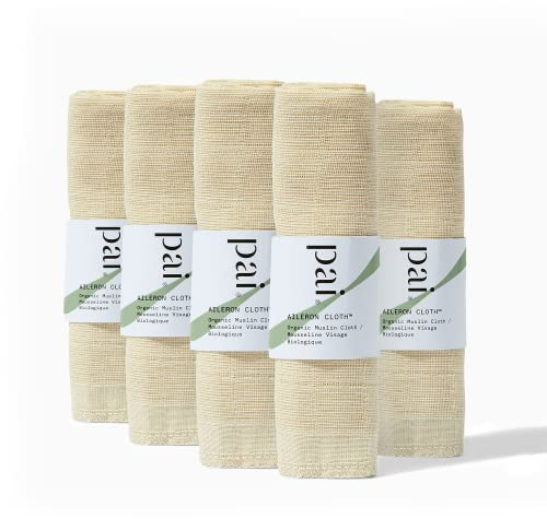 Pai Skincare The Aileron Cleansing Face Cloth Pack of 5, Organic Muslin Cloths for Gentle Exfoliation, Double-Layered Cotton, Muslin Face Cloths for All Skin Types, Reusable & Vegan-Friendly