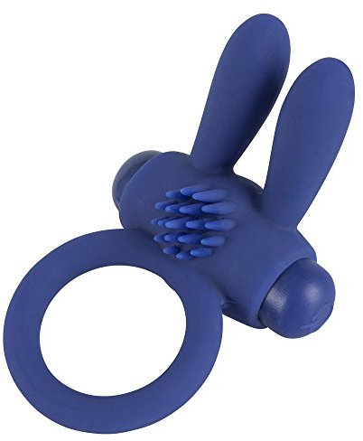 ORION Vibro Penisring - Cockring Rabbit, vibrierender Penisring mit Klitorisreizer, entnehmbarer Vibro-Bullet, blau