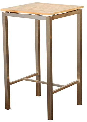 ASS ALEOS. Edelstahl Teak Bartisch 60x60 cm Holztisch Stehtisch Tisch Massive Ausführung A-Grade Teakholz Serie: MEXIKO