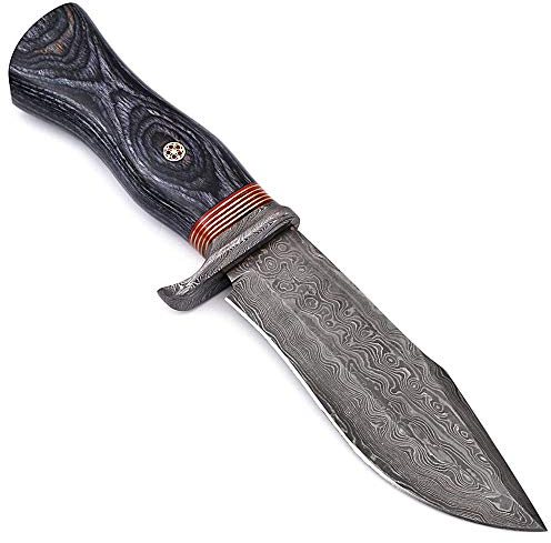 Srjs 9159 Couteau de cuisine en acier de Damas fabriqué à la main avec étui en cuir et manche en palissandre