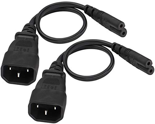AAOTOKK Netzadapter 10A 125V IEC 3-Poliger Stecker auf 2-Polige Buchse Figur 8 C7 auf C14 AC-Konverter 2 Stück (0,3 m)