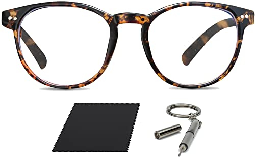 Riccardo Materossi® - Premium 99.9% Blue Light Blocking Glasses - Reduce Headaches and Improve Sleep - UK Based Brand (Round Tortoiseshell Frame)
