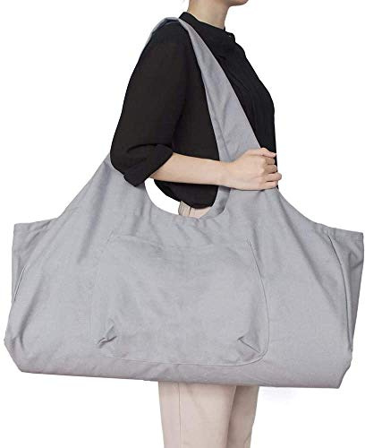Bolsa para esterilla de yoga grande, Yoga Mat Tote Sling Carrier Bag Bolsa de asas de lona de algodón portátil Bolsa de yoga Estera de yoga 2 bolsillos adicionales para la mayoría de tapetes