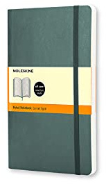 Moleskine Quaderno classico, copertina morbida, grande (12,7 x 21 cm) a righe/a righe, verde foresta, 192 pagine