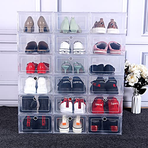 6 pieces Stackable Shoe Organiser, Plastic Shoe Storage With Clear Door,Storage And Organization Of Men'S, Women'S And Children'S Sneakers And Leather Shoes (Women's)