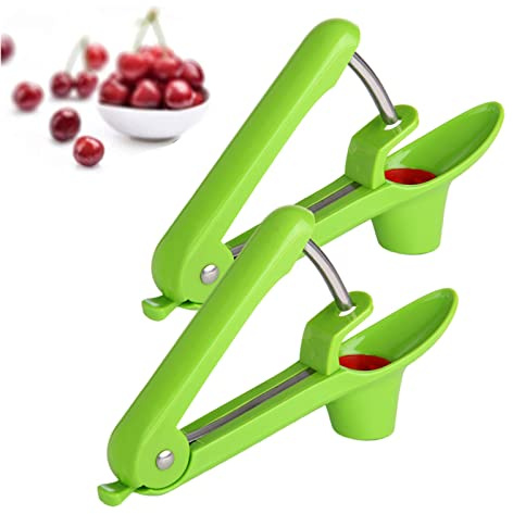 Aebor 2 x Kirschentkerner Werkzeug, Kirschentkerner und Entkerner für Kirschen und Marmelade (grün)