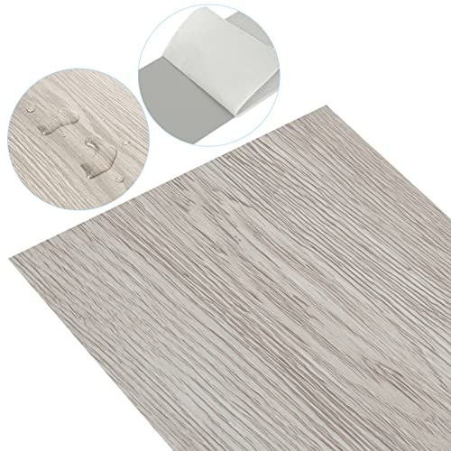 Fiqops Pavimenti in PVC, autoadesivi per pavimenti in vinile, ca. 5 m², antiscivolo, impermeabile, per pavimenti di design (White Oak)