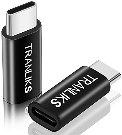 TRANLIKS Adaptador USB C a Lightning, 2 Piezas Adaptador Lighting Hembra a USB C Macho Solo para Cargar(el Audio de los Auriculares no es Compatible)
