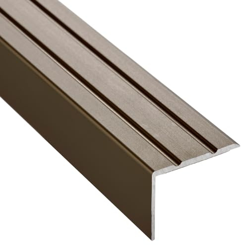 SOTECH 2 Stück Treppenprofil 1000 x 25 x 18 mm bronze eloxiert | selbstklebend Abdeckung aus Aluminium für Laminat Fliesen Parkett uvm.