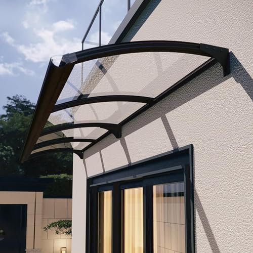überdachung Markisenüberdachung for Fenster und Türen aus Metall – Veranda-Markisenschutz for den Außenbereich, transparente Terrassenüberdachungen, schwarze Halterung, for Gartenterrasse ( Size : 80x